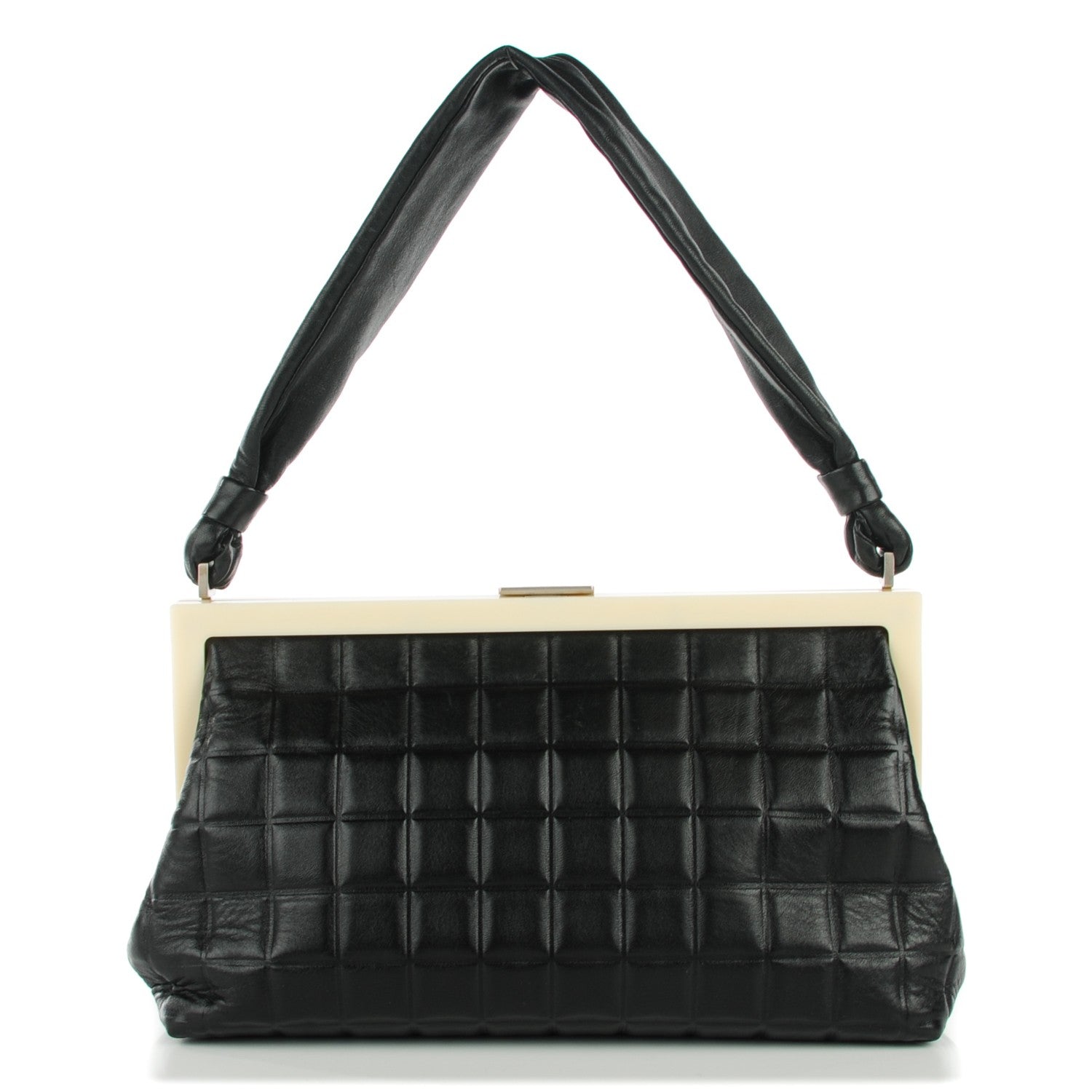 Chanel Lambskin Chocolate Bar Quilted Frame Shoulder Bag Black 1 of 9