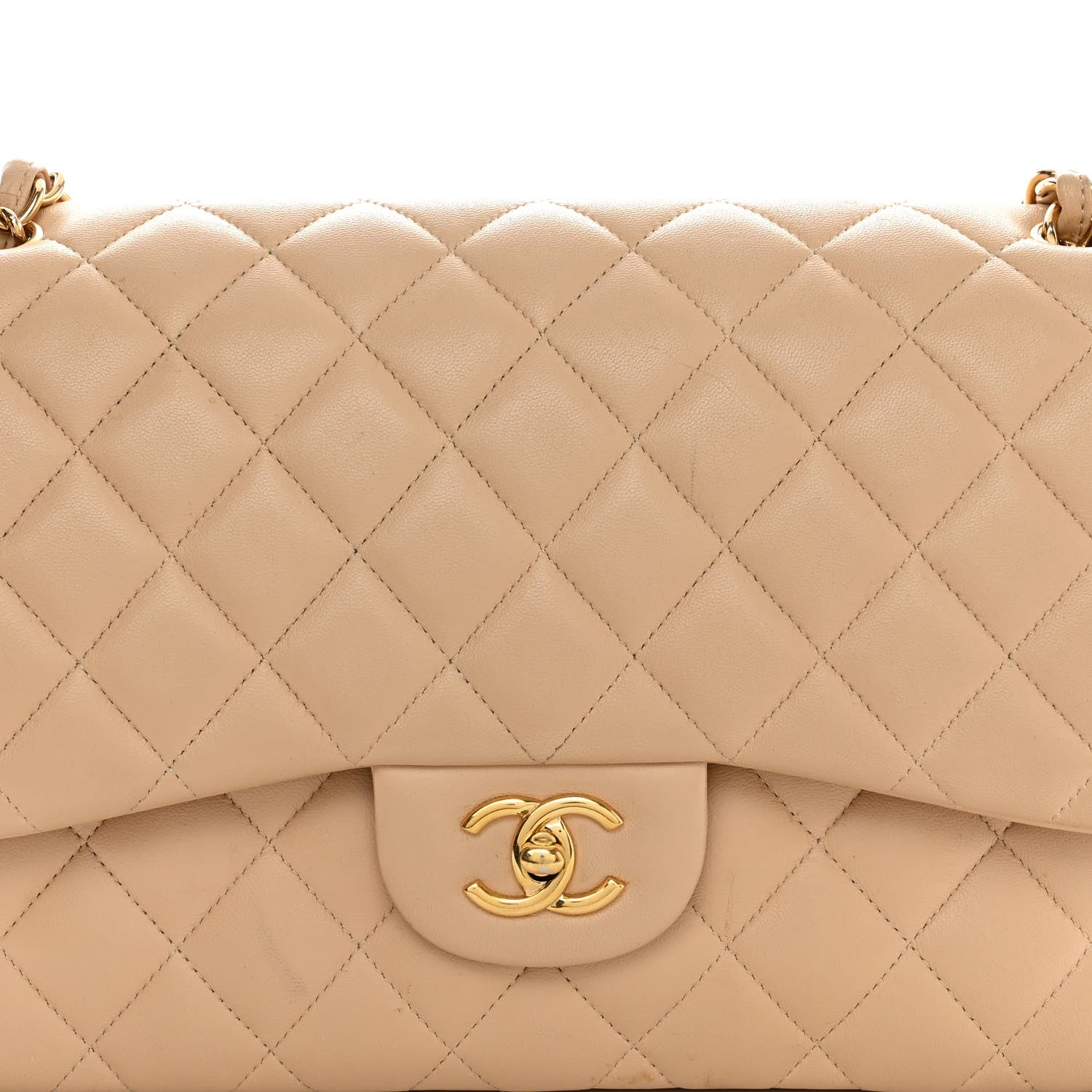 Chanel Lambskin Quilted Jumbo Double Flap Beige 8 of 26