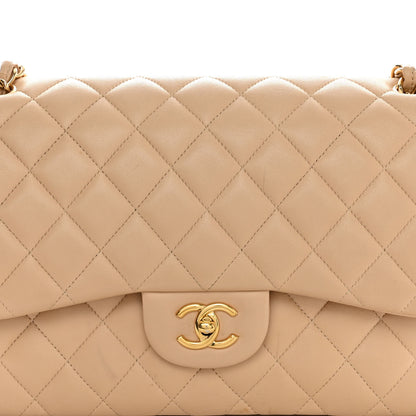 Chanel Lambskin Quilted Jumbo Double Flap Beige 8 of 26