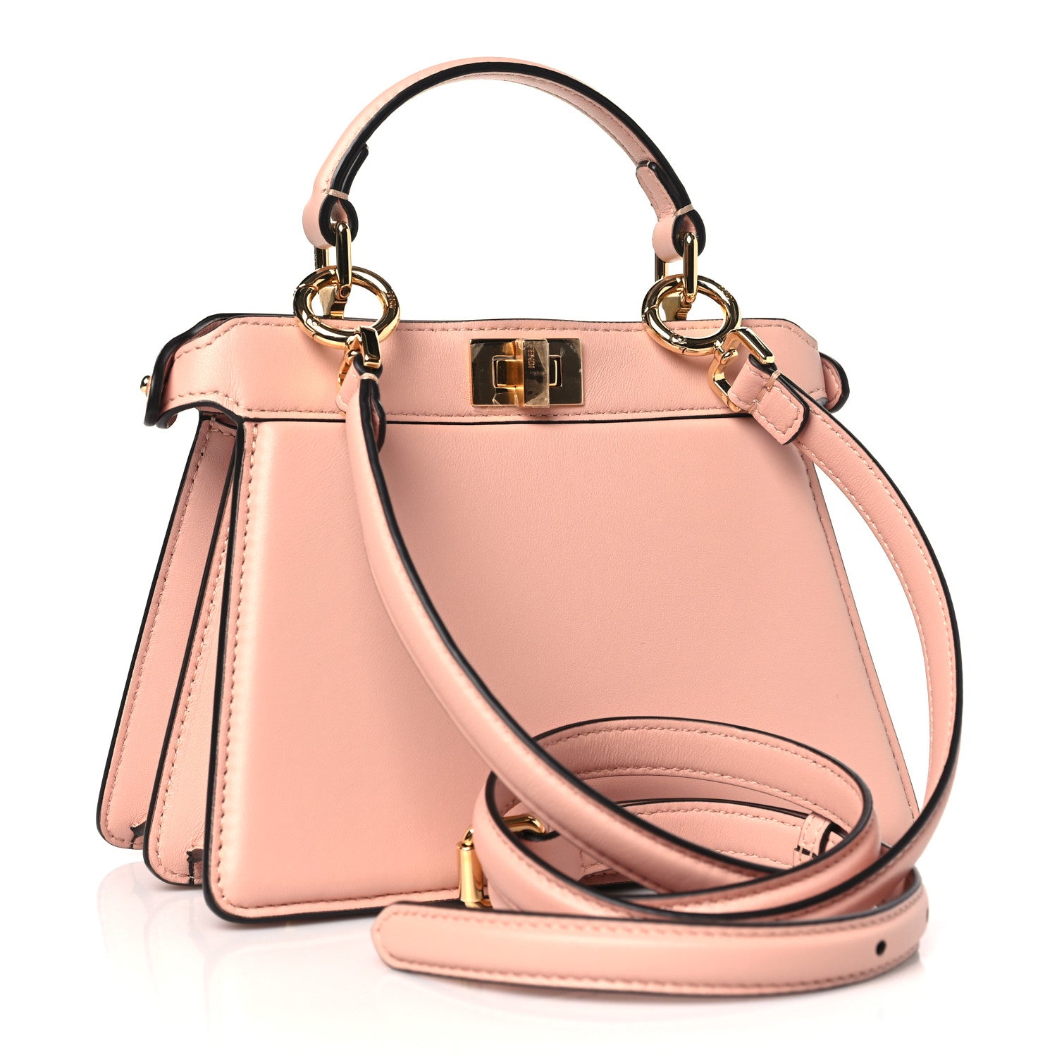 Fendi Shiny Nappa Petite Peekaboo I SEE U Satchel Rosa Confetto 3 of 10