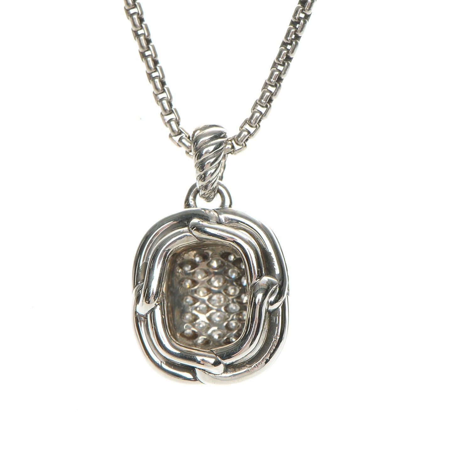 David Yurman Sterling Silver Diamond 10mm Labyrinth Pendant Necklace 6 of 6