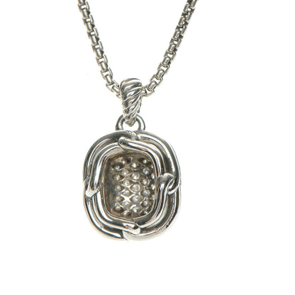 David Yurman Sterling Silver Diamond 10mm Labyrinth Pendant Necklace 6 of 6