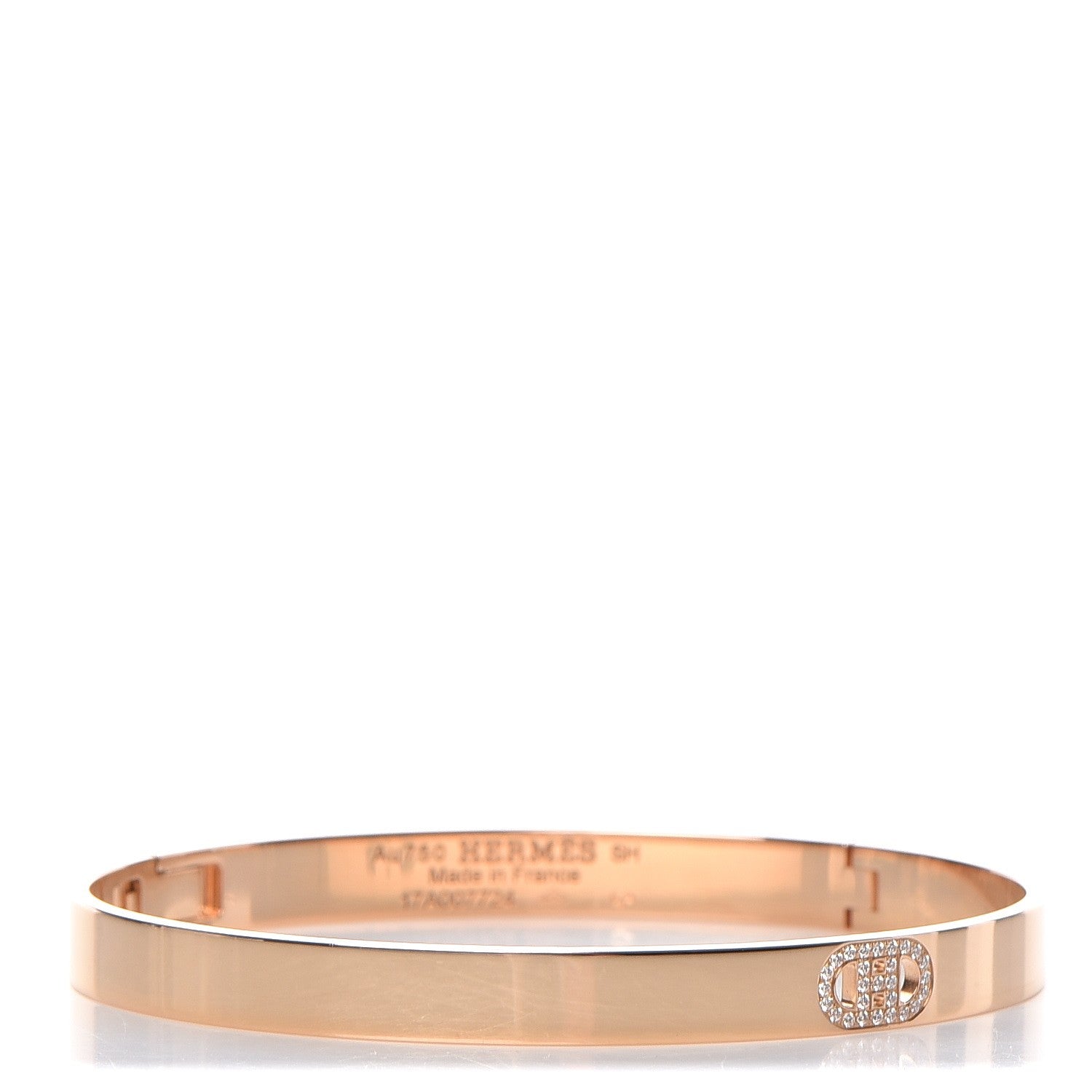 Hermes 18K Rose Gold Diamond PM H D'Ancre Bracelet SH 1 of 6