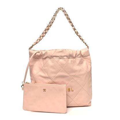 Chanel Shiny Calfskin Quilted Small Chanel 22 Light Pink 1 of 12