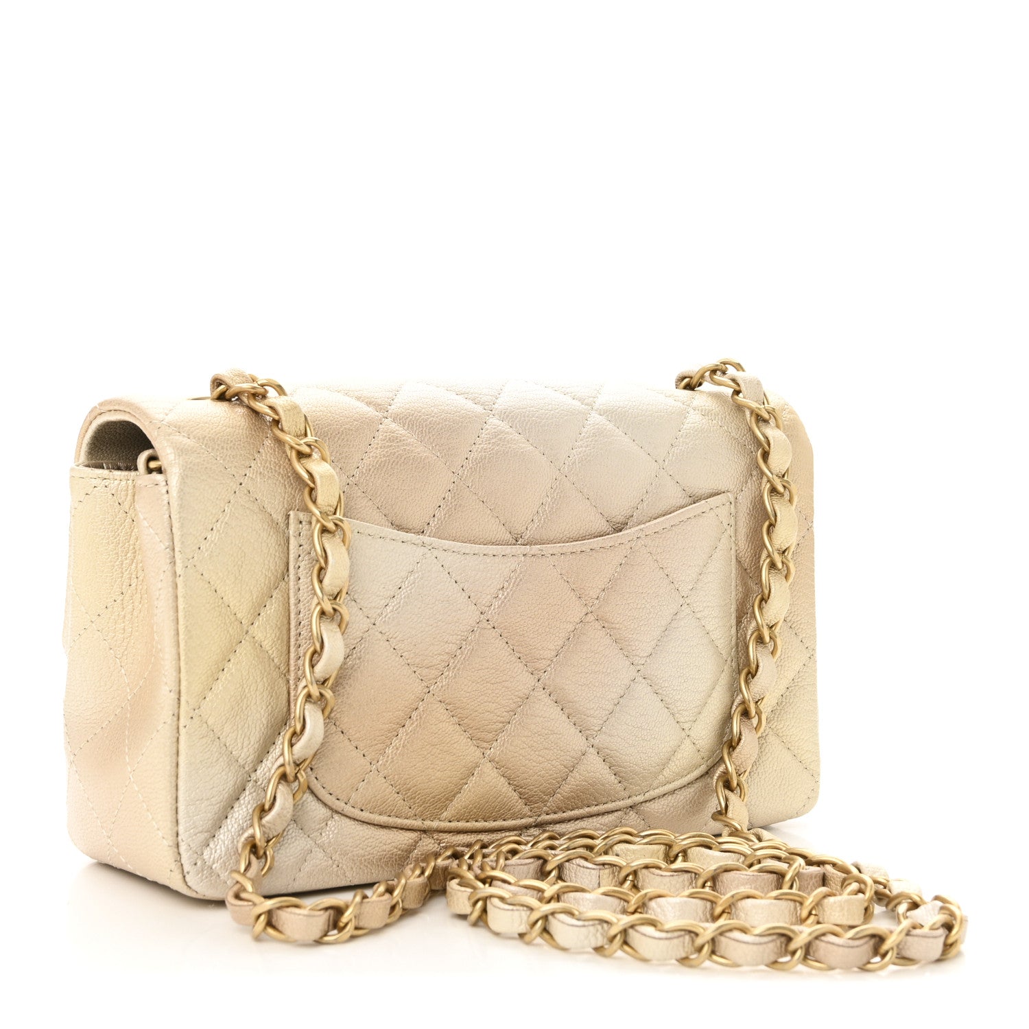 Chanel Metallic Goatskin Quilted Mini Rectangular Flap Gold 3 of 11