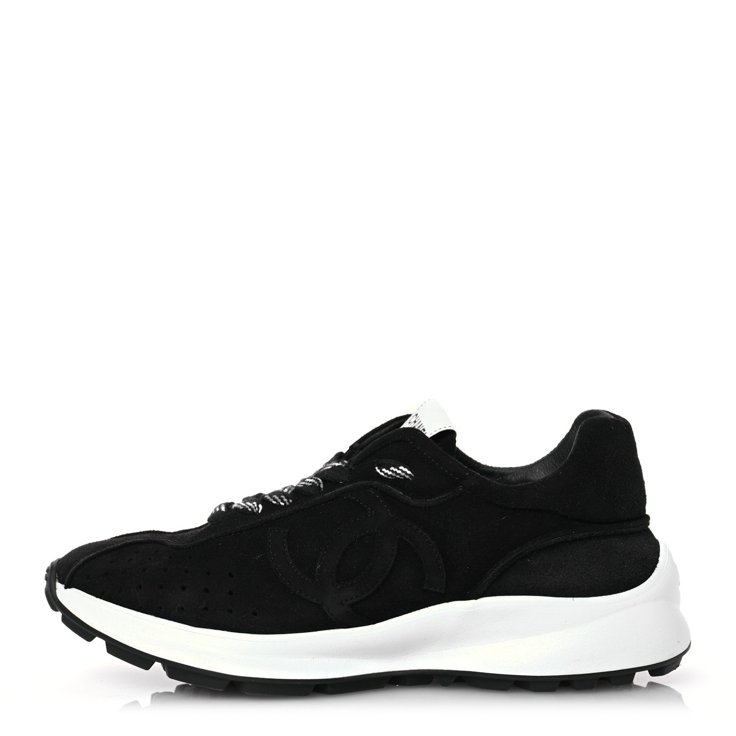 Chanel Suede Goatskin CC Sneakers 37 Black 1 of 13