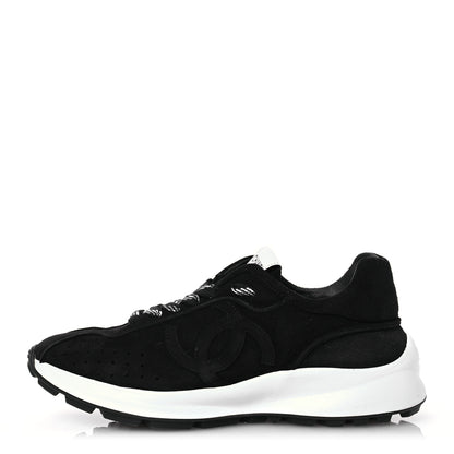 Chanel Suede Goatskin CC Sneakers 37 Black 1 of 13