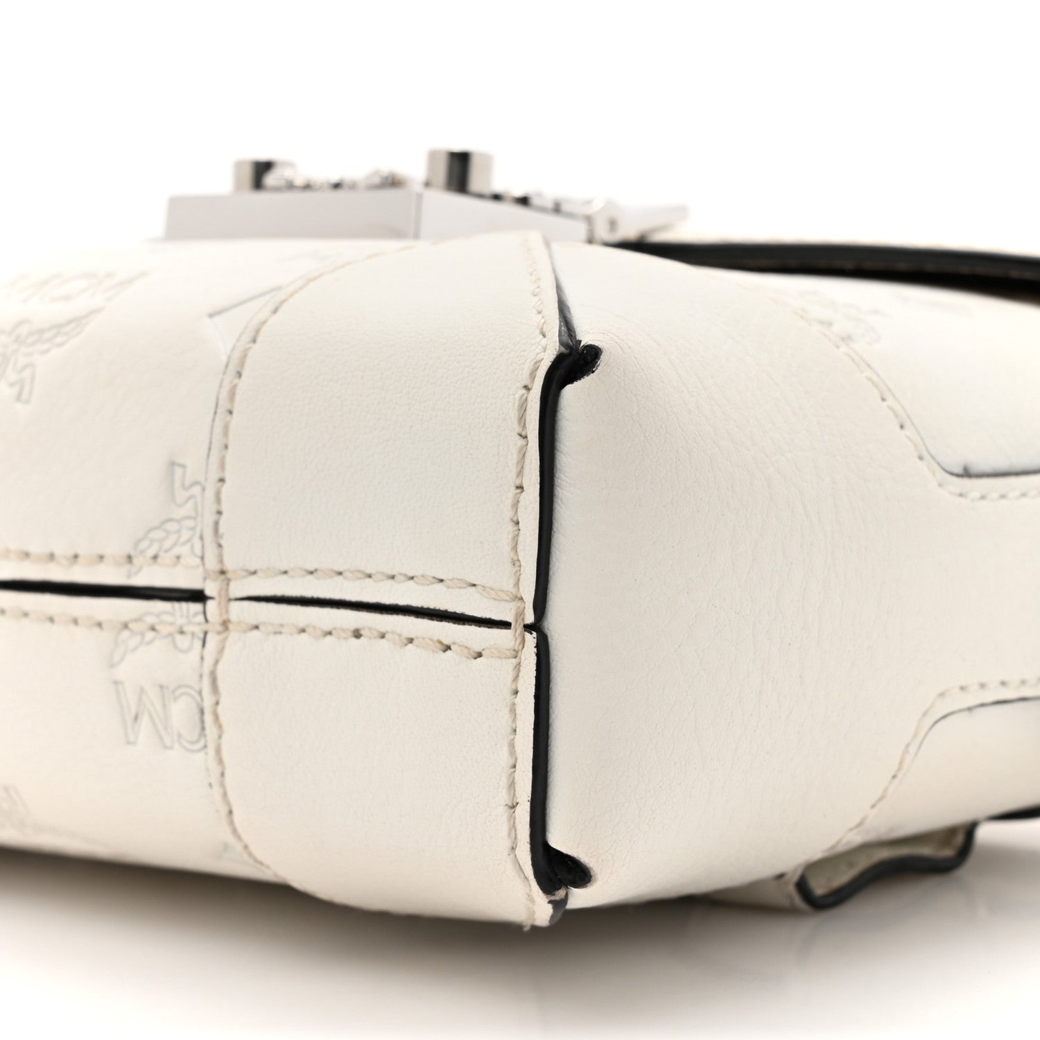 MCM Calfskin Ottomar Monogram Soft Berlin Belt Bag White 9 of 18