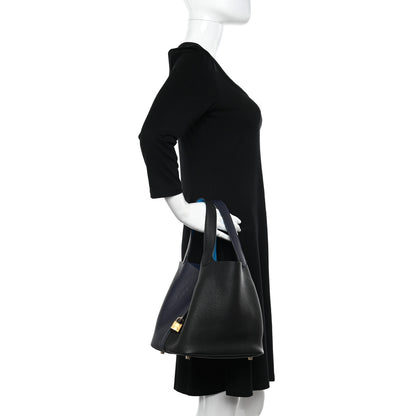 Hermes Taurillon Clemence Casaque Picotin Lock 22 MM Bleu Nuit Black Blue Frida 2 of 11