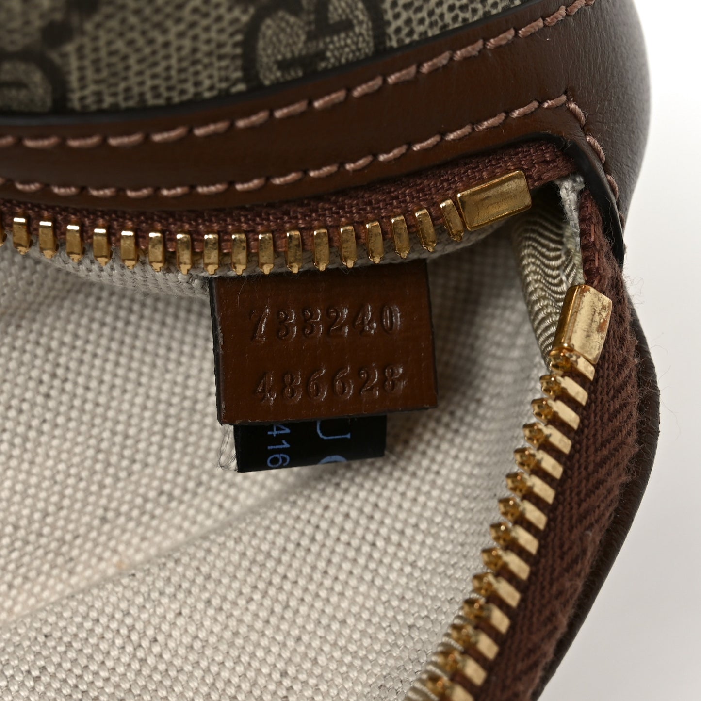 GG Supreme Monogram Textured Calfskin Retro Interlocking G Belt Bag Beige Ebony Brown Sugar