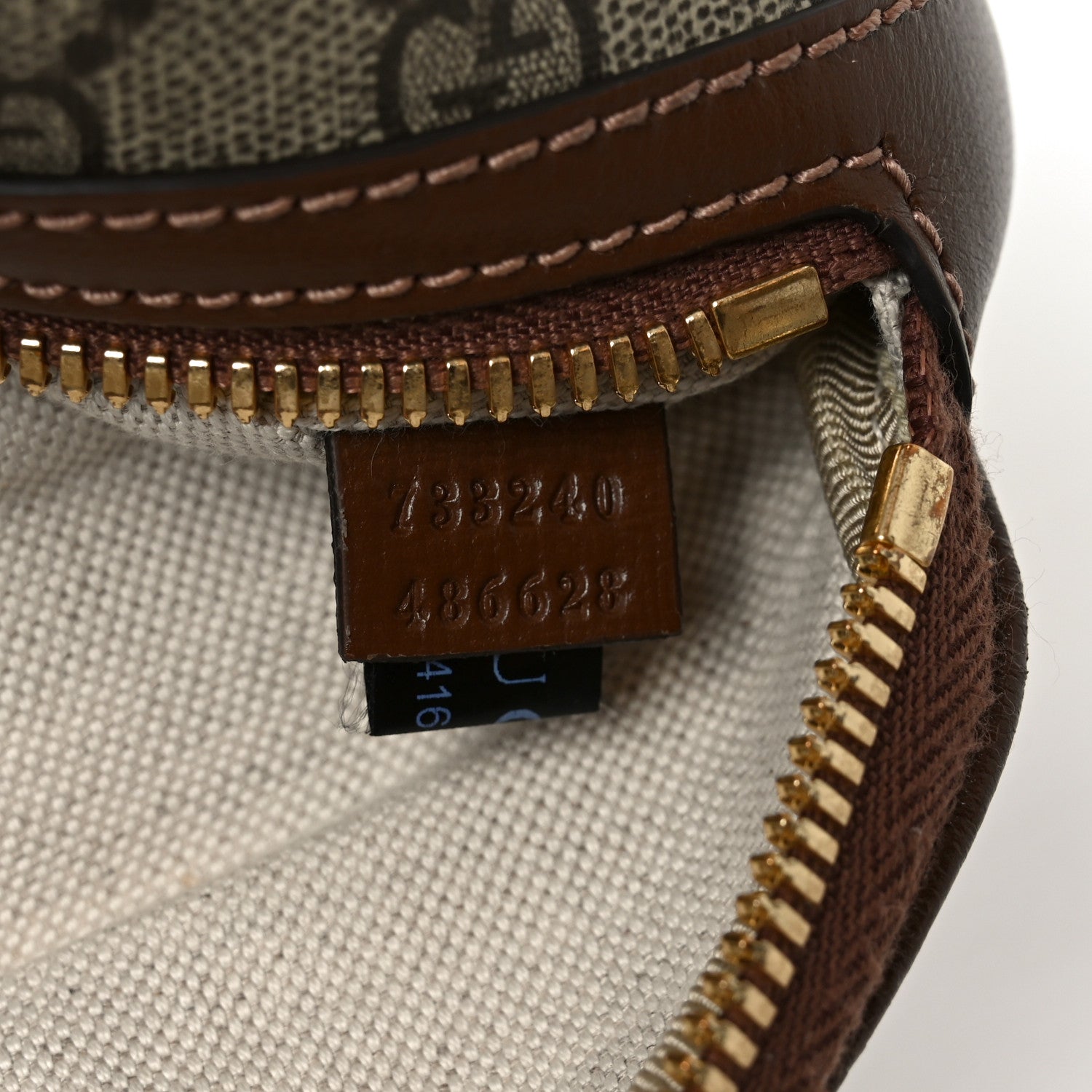 Gucci GG Supreme Monogram Textured Calfskin Retro Interlocking G Belt Bag Beige Ebony Brown Sugar 7 of 10