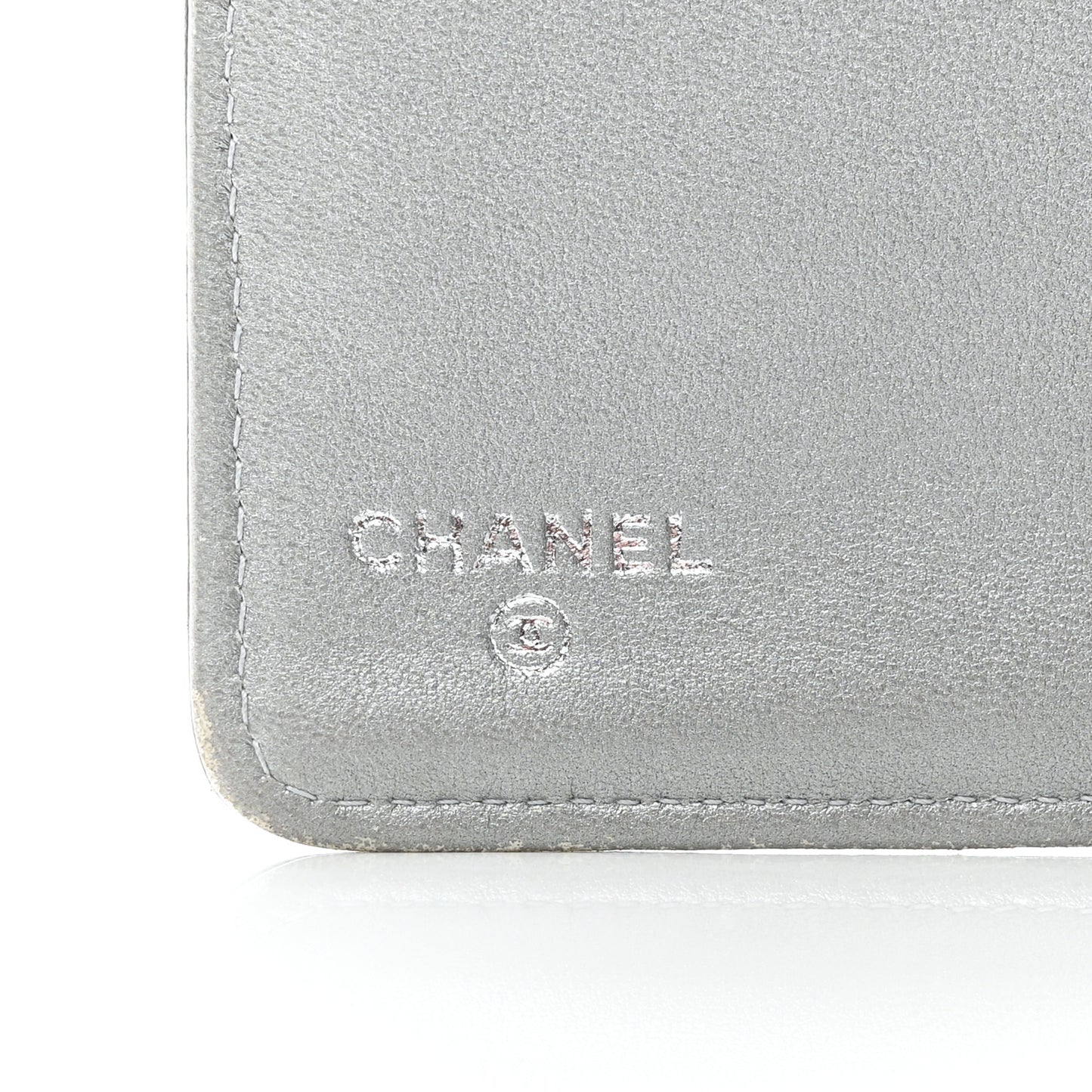Lambskin Camellia Embossed Yen Wallet Black