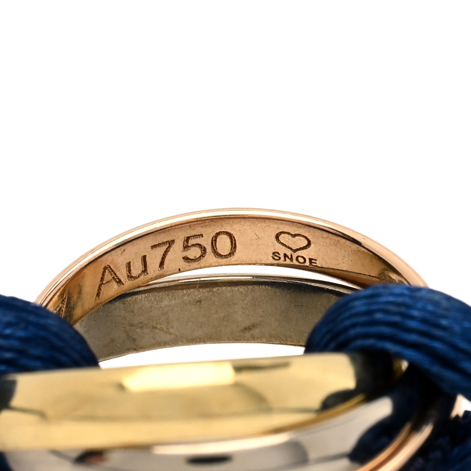 Cartier 18K Pink Yellow White Gold Trinity Adjustable Cord Bracelet Blue 4 of 4