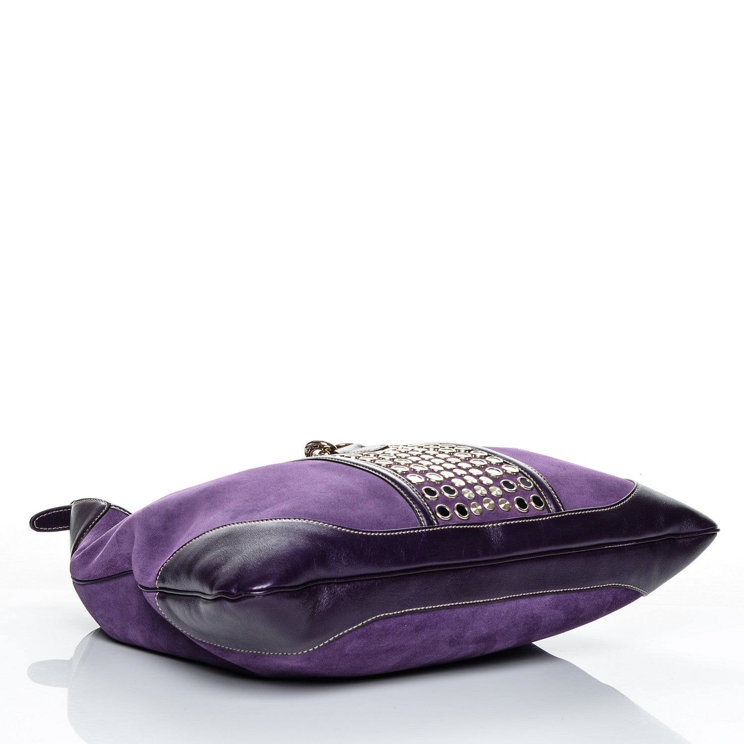 Gucci Suede Studded Large Jackie Shoulder Bag Purple 4 of 7