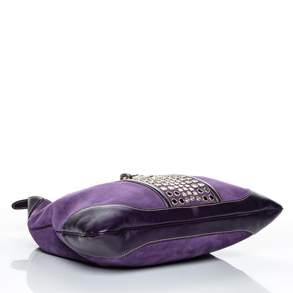 Gucci Suede Studded Large Jackie Shoulder Bag Purple 4 of 7