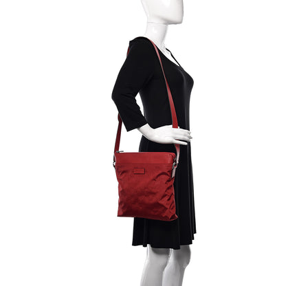 Gucci Nylon Monogram Dollar Calfskin Flat Messenger Bag Vibrant Red 2 of 10
