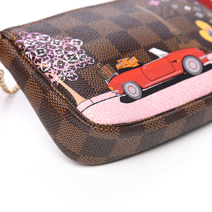 Louis Vuitton Damier Ebene 2019 Christmas Animation Mini Pochette Accessories Red 7 of 8