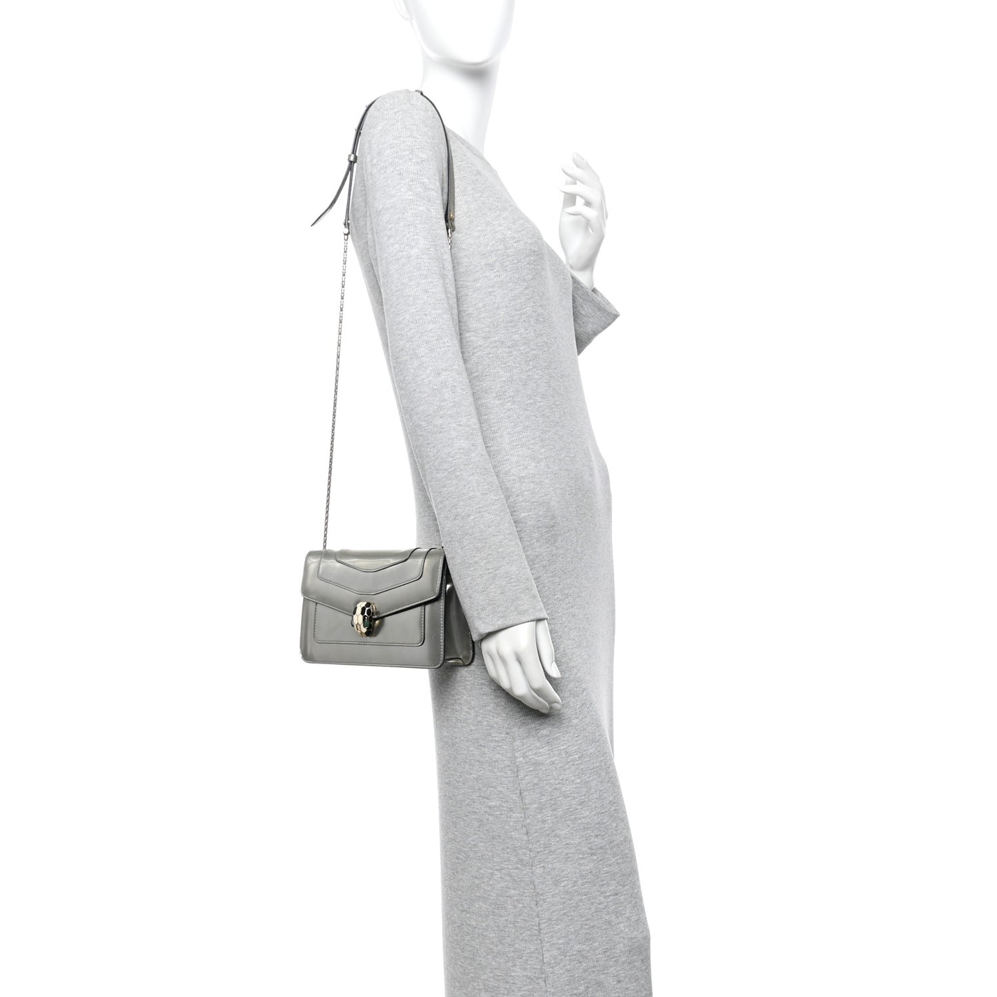 Metallic Serpenti Forever Small Shoulder Bag Silver