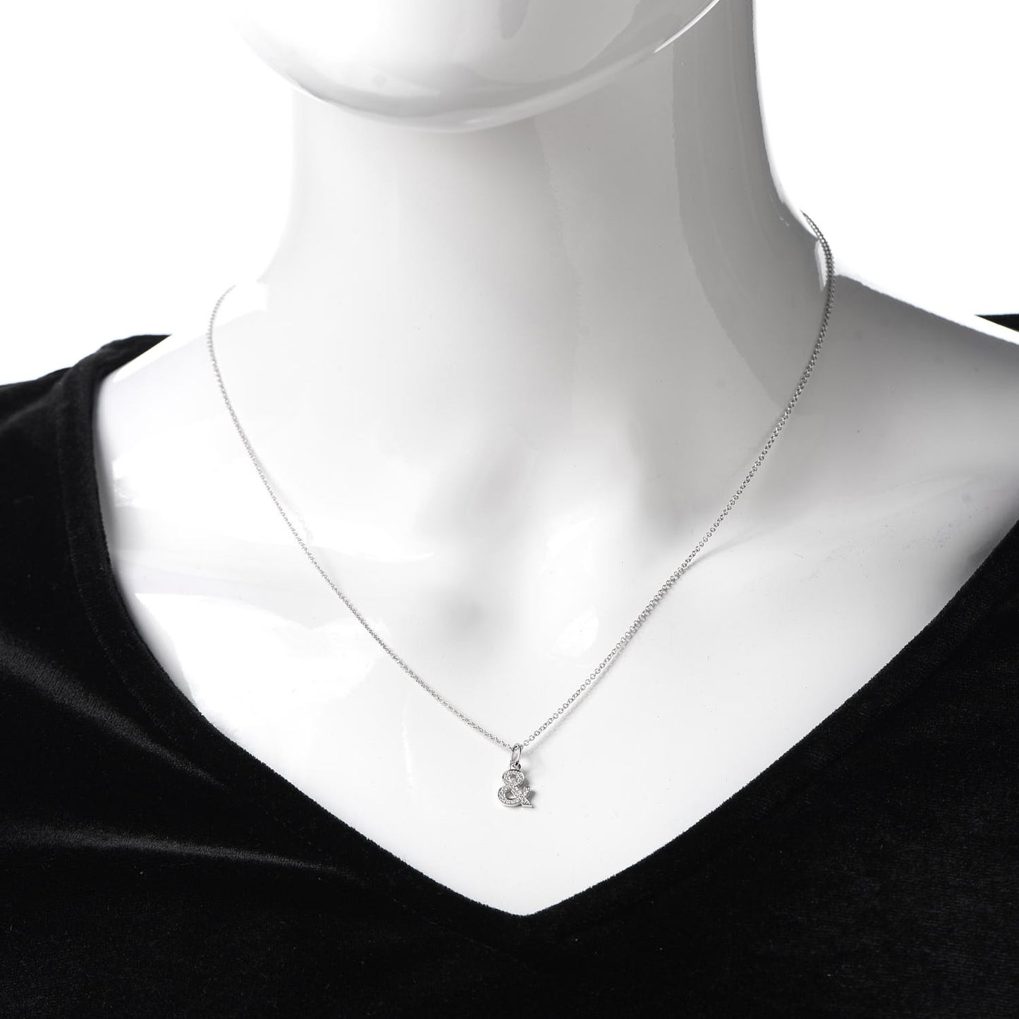 18K White Gold Diamond Medium Ampersand Pendant Necklace