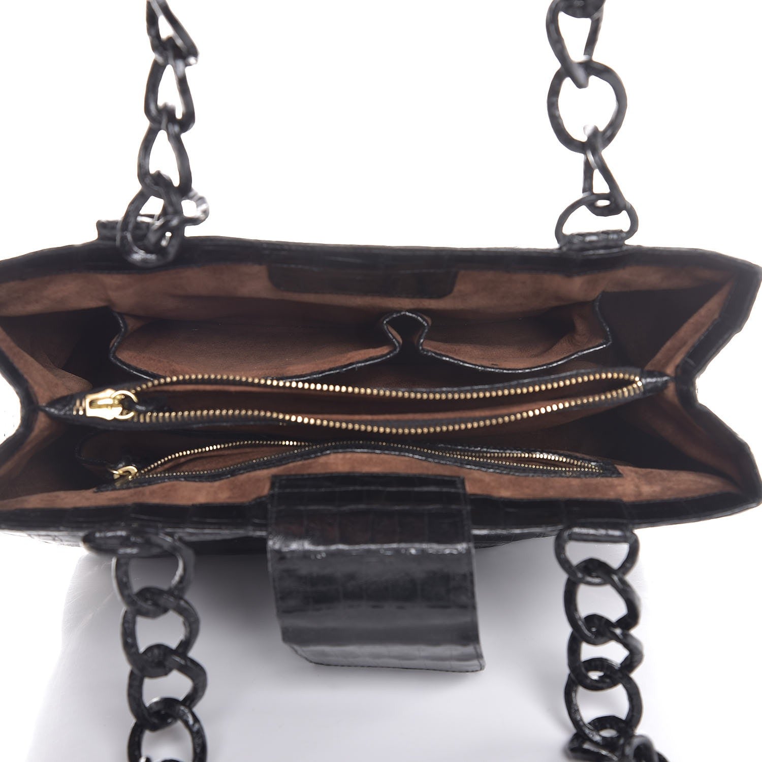 Nancy Gonzalez Glossy Crocodile Chain Tote Black 5 of 15
