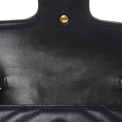 Gucci Calfskin Matelasse Super Mini GG Marmont Shoulder Bag Black 9 of 13