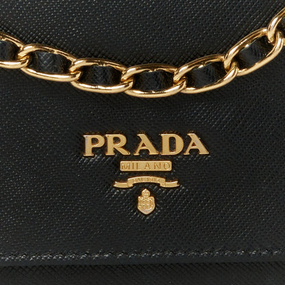 Prada Saffiano Metal Oro Chain Wallet Black 9 of 11