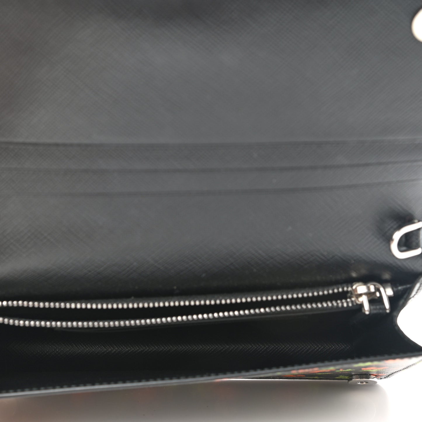 Saffiano Palm Tree Print Chain Wallet Black