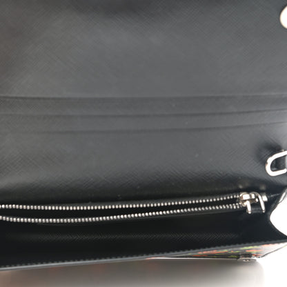 Prada Saffiano Palm Tree Print Chain Wallet Black 6 of 7