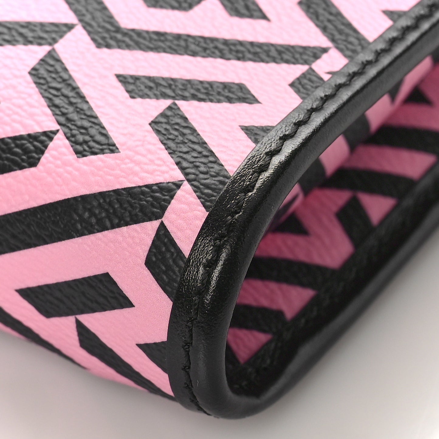 Coated Canvas La Greca Signature Wallet On Chain Black Pink
