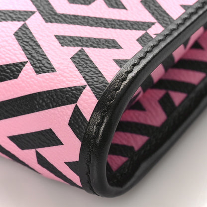 Versace Coated Canvas La Greca Signature Wallet On Chain Black Pink 8 of 8