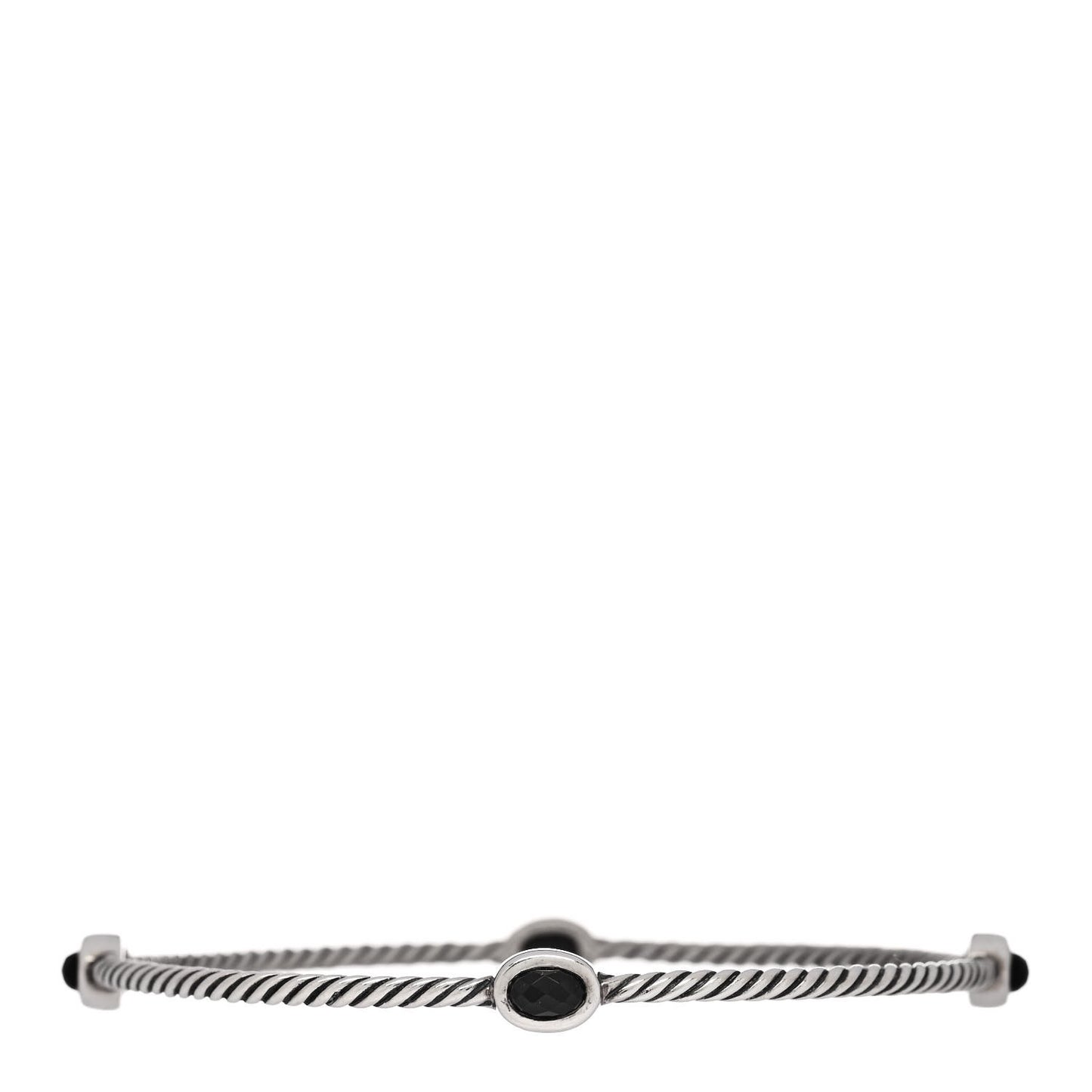 Sterling Silver Black Onyx Color Classics Four Station Bangle Bracelet