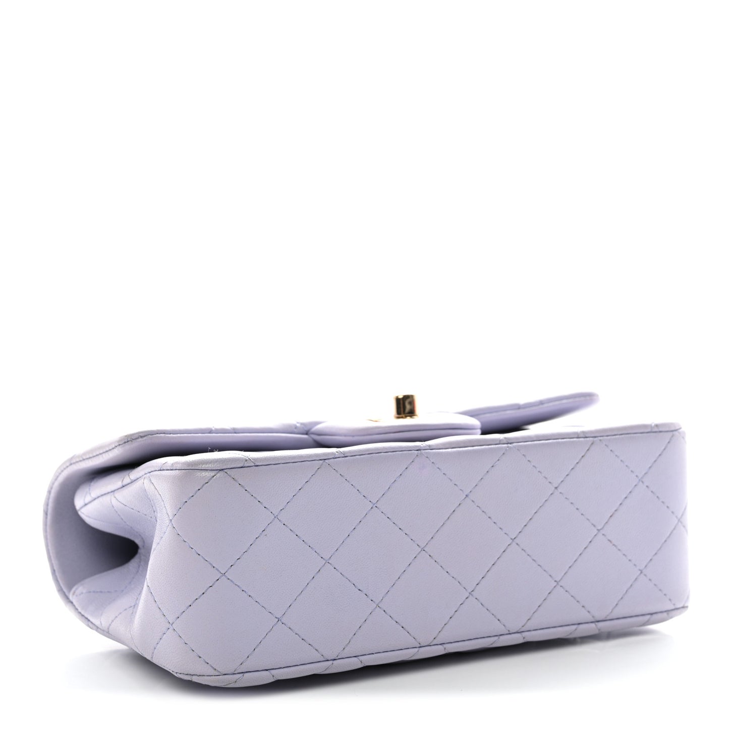 Lambskin Quilted Mini Top Handle Rectangular Flap Light Purple