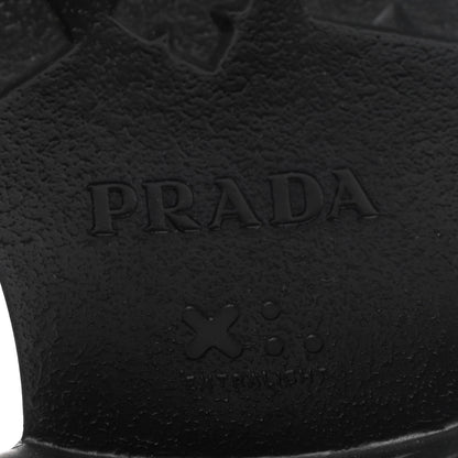 Prada Spazzolato Rois Re-Nylon Metal Triangle Logo Monolith Pouch Pocket 55mm Tall Boots 38 Black 5 of 5
