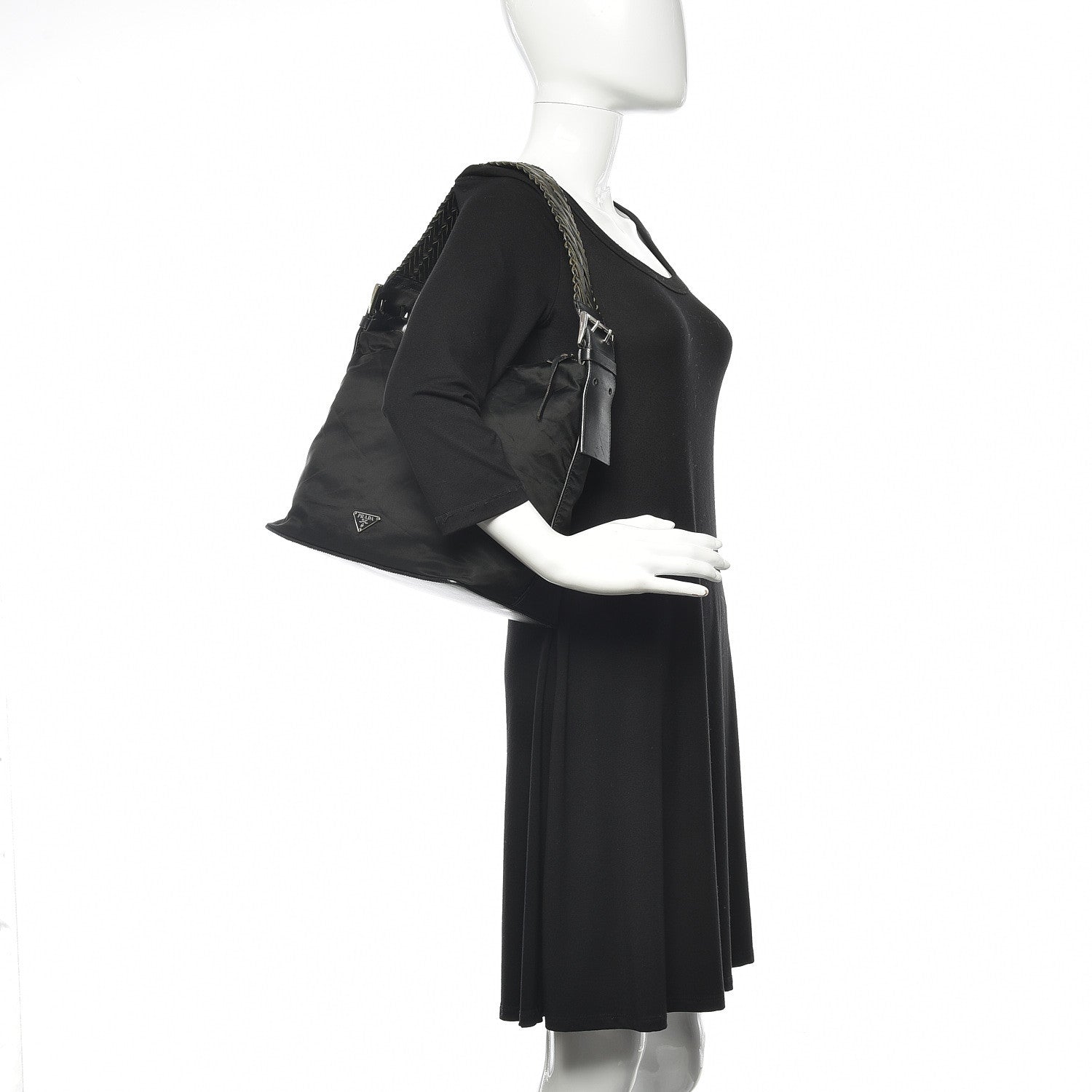 Prada Tessuto Nylon Braided Hobo Black 2 of 13