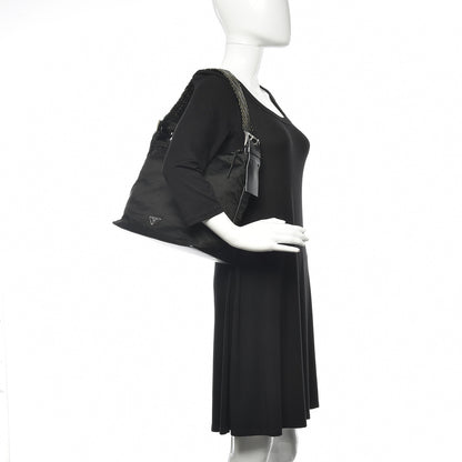Prada Tessuto Nylon Braided Hobo Black 2 of 13