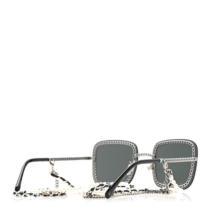 Chanel Square Chain Sunglasses 4244 Silver 4 of 8