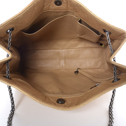 Chanel Metallic Aged Calfskin Quilted Reissue 2.55 Tote Light Gold 6 of 11