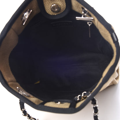 Chanel Canvas Mini Deauville Tote Beige Black 5 of 9