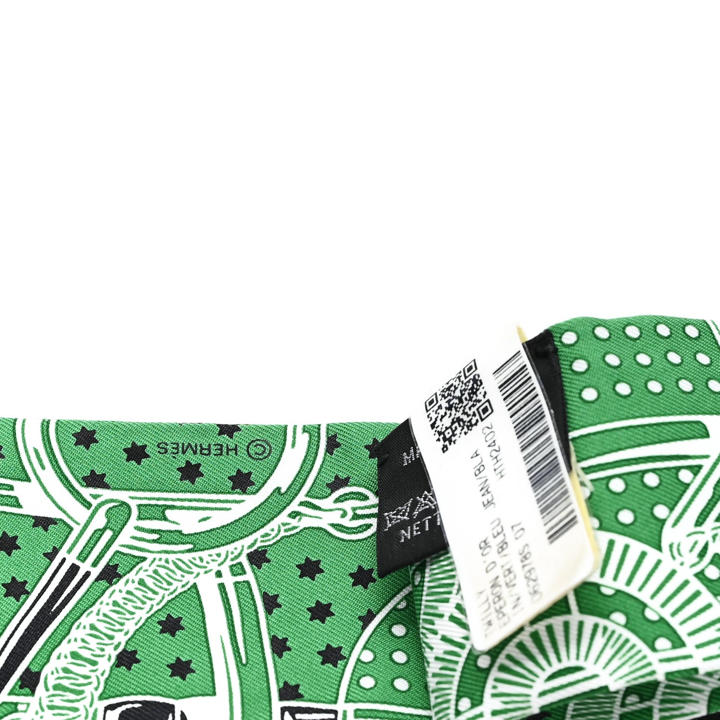 Silk Eperon d'Or Bandana Twilly Vert Bleu Jean White