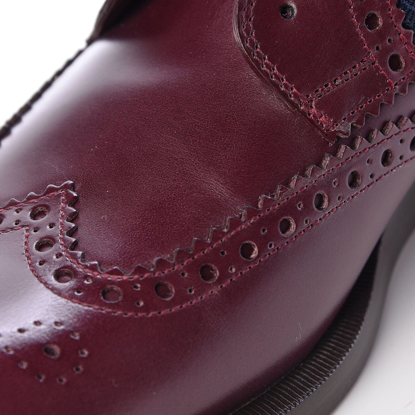 Calfskin Web Bee Embroidered Mens Slip-On Brogue Wingtip Derby Shoes 7.5 Bordeaux