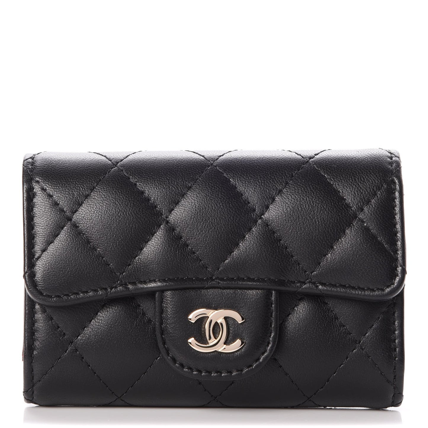 Lambskin Quilted 4 Key Holder Black