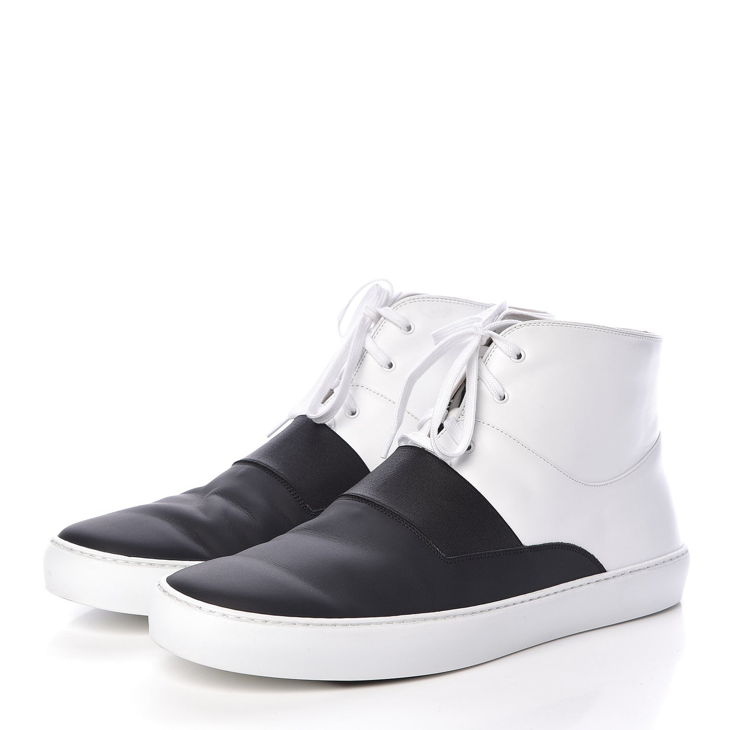 Calfskin Mens High Top Sneakers 45 Black