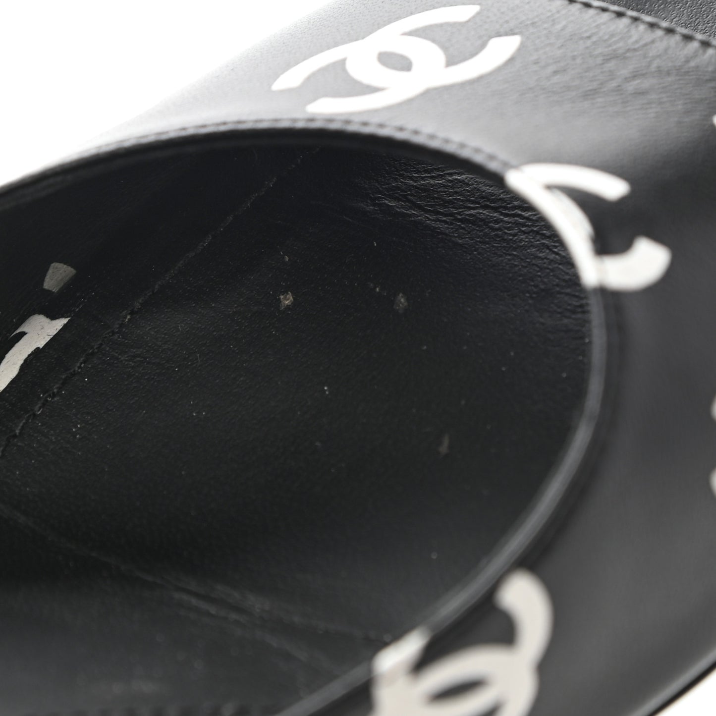 Printed Lambskin CC Sandals 38.5 Black White