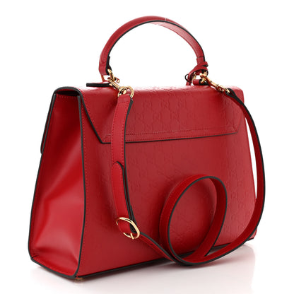 Gucci Guccissima Signature Medium Padlock Top Handle Bag Hibiscus Red 3 of 10