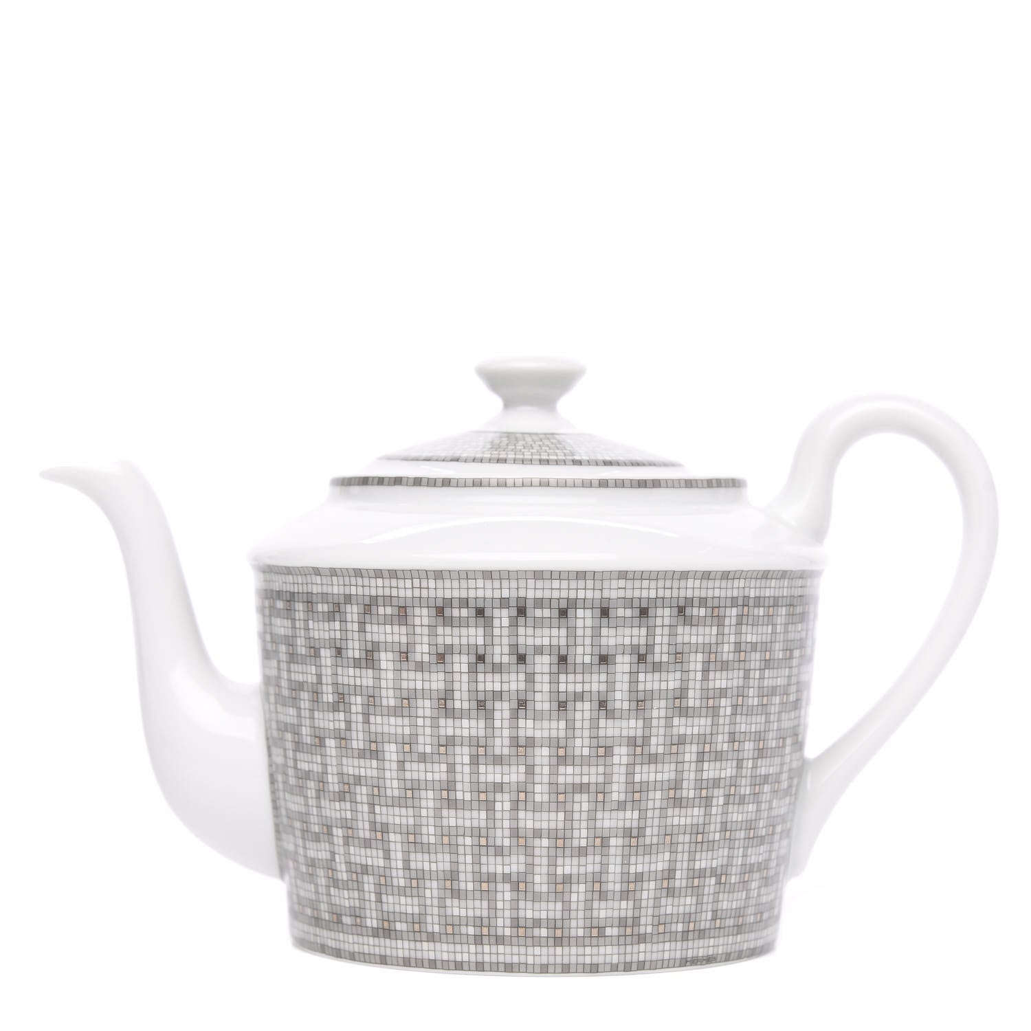 Hermes Porcelain Mosaique Au 24 Platine Coffee/Tea Pot Platinum 1 of 9