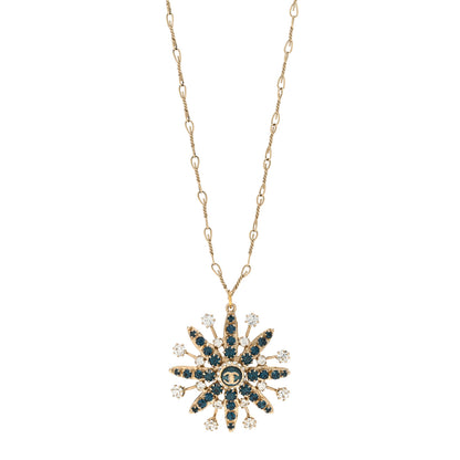 Chanel Crystal Snowflake CC Pendant Necklace Gold Blue 1 of 7