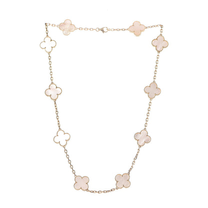 Van Cleef & Arpels 18K Yellow Gold Mother of Pearl 10 Motifs Vintage Alhambra Necklace 3 of 7