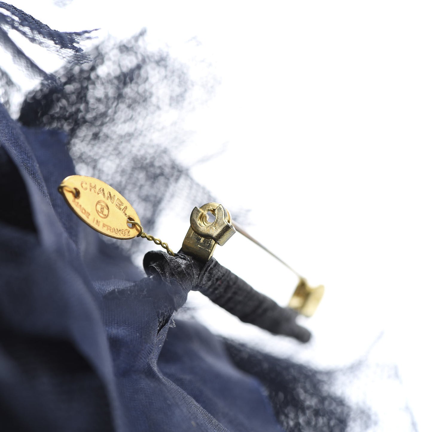 Tulle Camellia Brooch Navy Blue