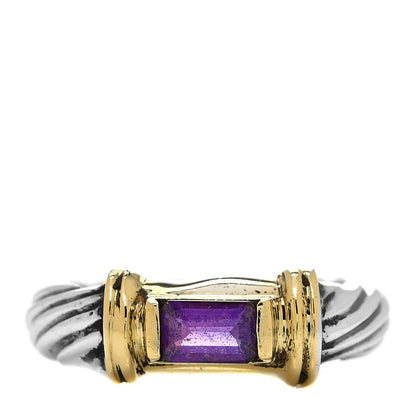 David Yurman Sterling Silver 14K Yellow Gold Amethyst Metro Cable Ring 47 4 1 of 5
