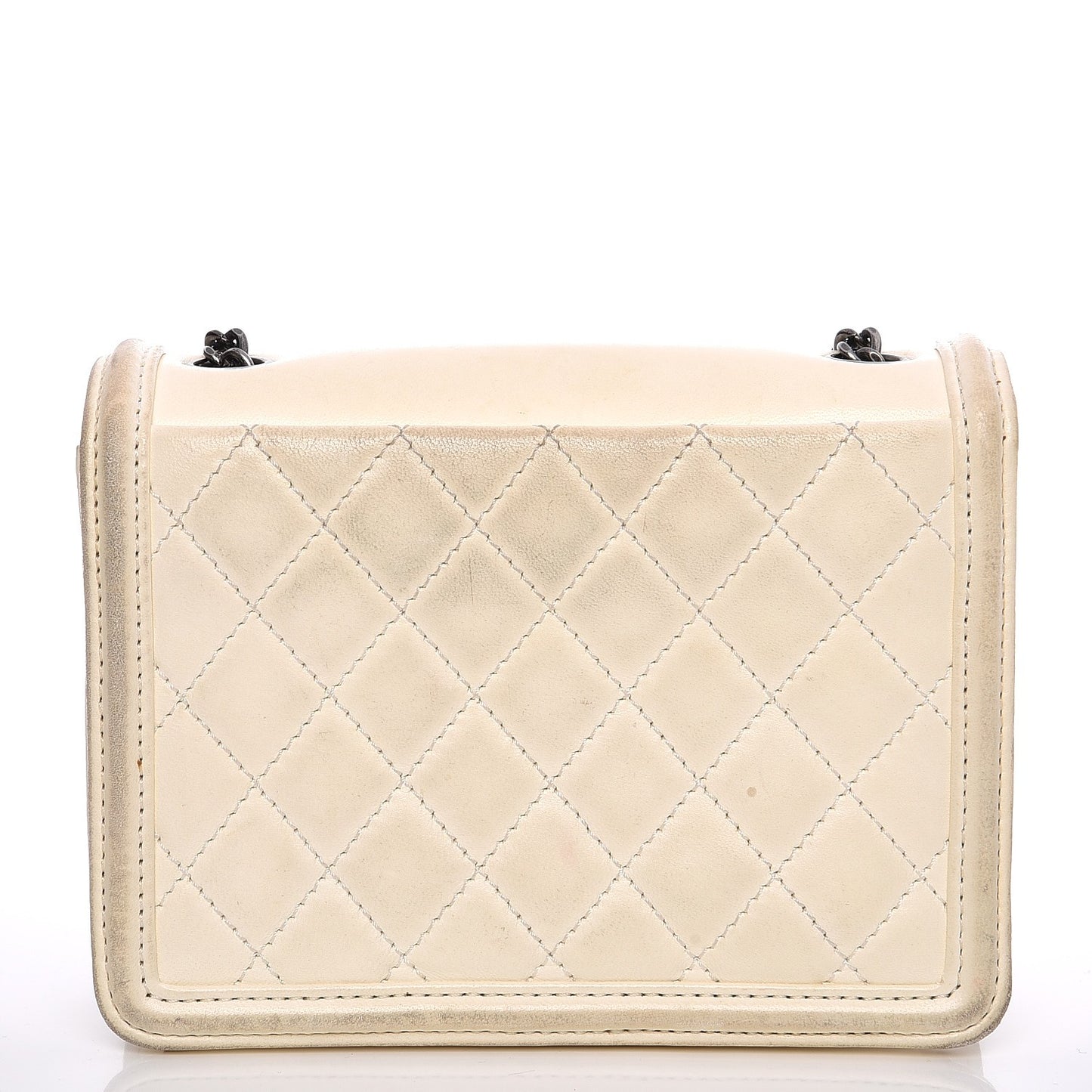 Lambskin Plexiglass Boy Brick Flap Dark White